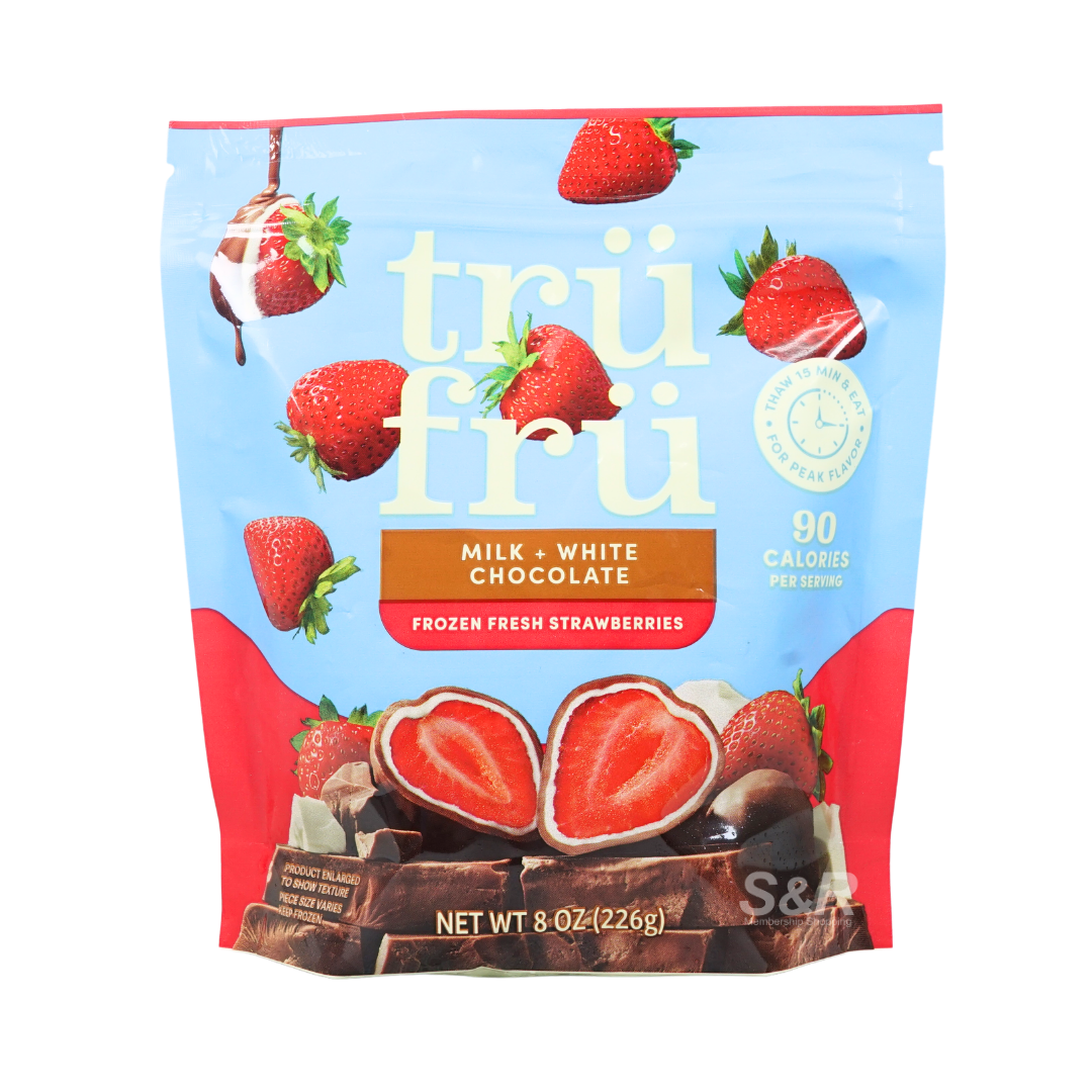 Tru Fru Frozen Strawberries in Milk and White Chocolate 226g